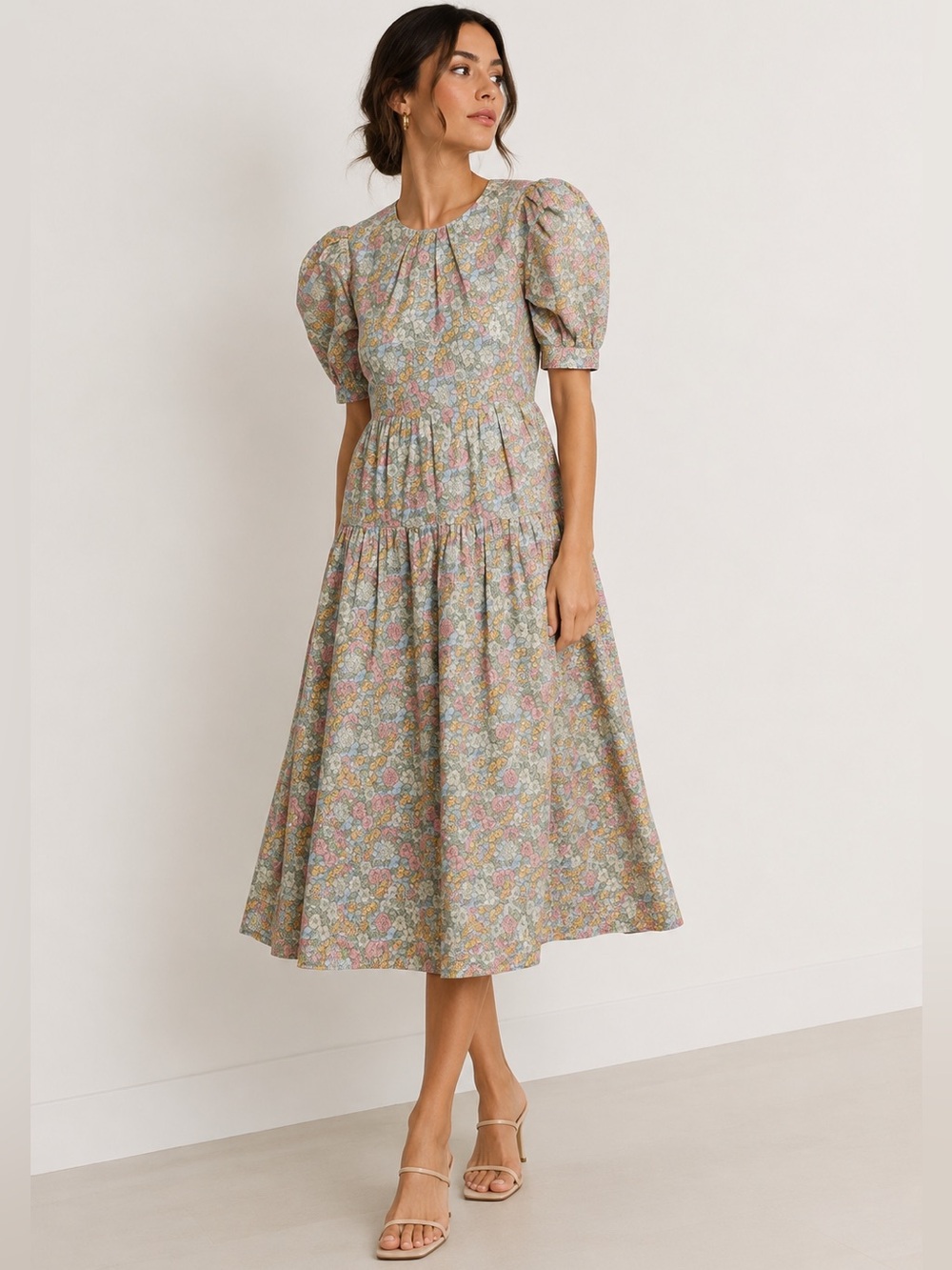 EN SAISON Floral Print Midi Dress – Blue Mul